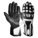 Black & White Real Leather Motorbike Gloves